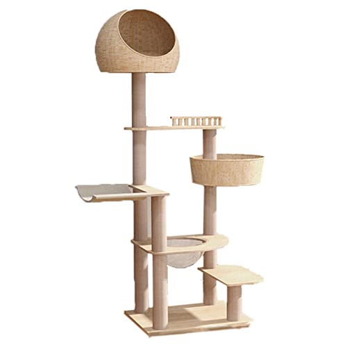 Kratzbaum Turm mit Klettergerüst und Katzentoilette, Mehrstöckige Massivholz Katzenvilla für Indoor Katzen Kratzbaum Turm mit Klettergerüst und Katzentoilette, Mehrstöckige Massivholz Katzenvilla für Indoor Katzen von Generisch