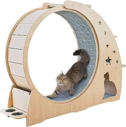 Kratzbaum aus Holz mit Laufband, Laufrad & Klettergerüst - Haltbare Haustiermöbel für aktive Katzen, Ideales Katzenzubehör & Spielzeug für Fitness & Spaß von Generisch