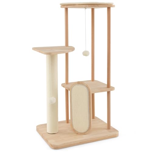 Kratzbaum aus Holz mit gepolsterter Sitzstange, Plattformen, Hängespielzeug, Sisal-Kratzbaum & Brett, mehrstufiges Aktivitätszentrum für Indoor-Katzen Kratzbaum aus Holz mit gepolsterter Sitzstange, Plattformen, Hängespielzeug, Sisal-Kratzbaum & Brett, mehrstufiges Aktivitätszentrum für Indoor-Katzen von Generisch