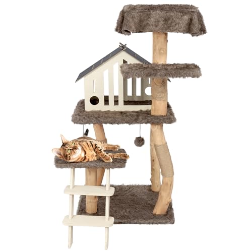 Kratzbaum aus Massivholz mit luxuriöser Katzenhütte, moderner Katzenbaum mit Holzleiter, Sisal-Kratzstämme, weiche Plüschplattform und Sitzstange, Katzenturm für große Katzen Kratzbaum aus Massivholz mit luxuriöser Katzenhütte, moderner Katzenbaum mit Holzleiter, Sisal-Kratzstämme, weiche Plüschplattform und Sitzstange, Katzenturm für große Katzen von Generisch