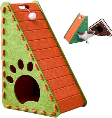 Kratzbaum für Indoor-Katzen ohne Möbelschäden, 2025 verbesserter L-förmiger Mellowkin-Filzkratzer mit Katzenminze, Anti-Angst-Design, leise und kein Durcheinander (Grün Orange A) von Generisch