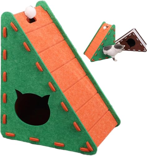 Kratzbaum für Indoor-Katzen ohne Möbelschäden, 2025 verbesserter L-förmiger Mellowkin-Filzkratzer mit Katzenminze, Anti-Angst-Design, leise und kein Durcheinander (Grün Orange B) von Generisch