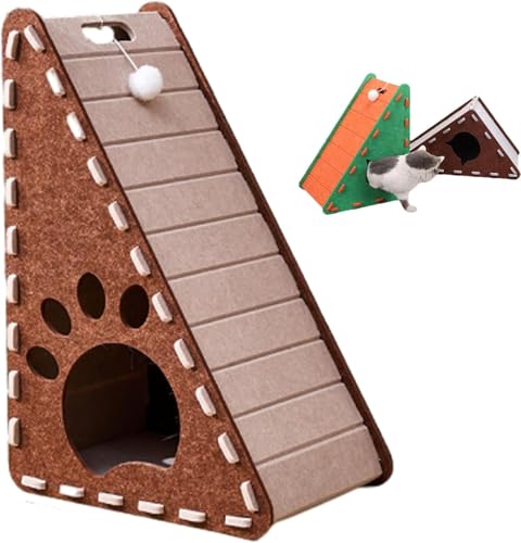 Kratzbaum für Indoor-Katzen ohne Möbelschäden, L-förmiger Mellowkin-Filzkratzer mit Katzenminze, Anti-Angst-Design, geräuschlos und ohne Durcheinander (Braungrau) von Generisch