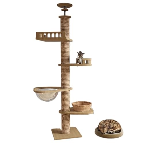 Kratzbaum für Katzen, multifunktionaler Turm mit weicher Flanell-Hängematte und Sisalbett, Kratzbaum aus Holz für große Katzen, vom Boden bis zur Decke Kratzbaum für Katzen, multifunktionaler Turm mit weicher Flanell-Hängematte und Sisalbett, Kratzbaum aus Holz für große Katzen, vom Boden bis zur Decke von Generisch
