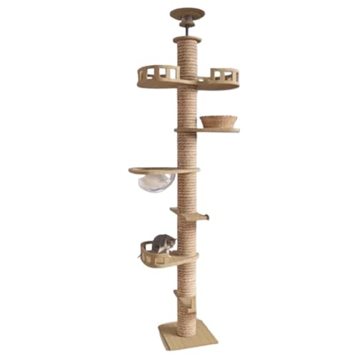 Kratzbaum für Katzen, multifunktionaler Turm mit weicher Flanell-Hängematte und Sisalbett, Kratzbaum aus Holz für große Katzen, vom Boden bis zur Decke Kratzbaum für Katzen, multifunktionaler Turm mit weicher Flanell-Hängematte und Sisalbett, Kratzbaum aus Holz für große Katzen, vom Boden bis zur Decke von Generisch