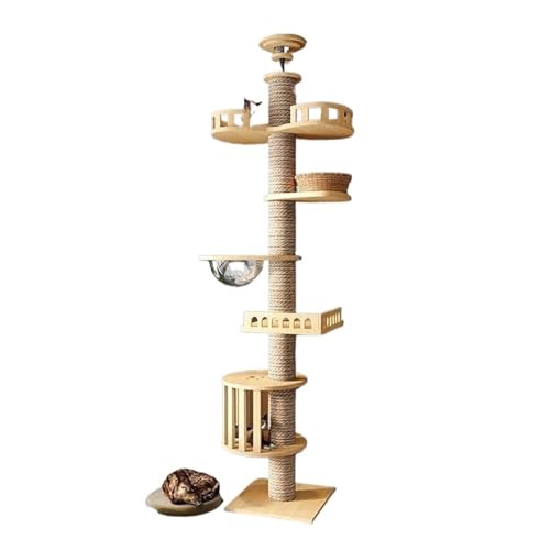 Kratzbaum für Katzen, multifunktionaler Turm mit weicher Flanell-Hängematte und Sisalbett, Kratzbaum aus Holz für große Katzen, vom Boden bis zur Decke Kratzbaum für Katzen, multifunktionaler Turm mit weicher Flanell-Hängematte und Sisalbett, Kratzbaum aus Holz für große Katzen, vom Boden bis zur Decke von Generisch