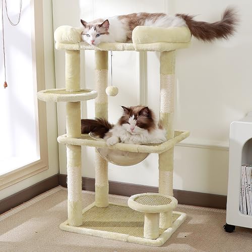 Kratzbaum mit mehreren Ebenen, Kletterturm mit Hängematte, gemütlichen Sitzstangen und Sisal-Kratzstämmen, ideal für Katzen von Generisch