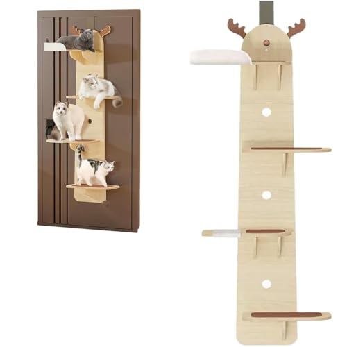 Kratzbaum über der Tür, mit Kratzbrett, mehrstufiges Sprungregal und Leiter für Indoor-Katzen, platzsparende Haustiermöbel von Generisch