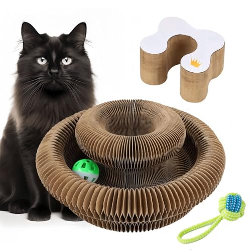 Kratzkokon, Neueste Tragbare Pet Cat Scratch Board, Katzenwirbel Für Große Katzen, Faltbar Interaktive Kratzunterlage Mit Ball (Style-1, 2 Stuck) von Generisch