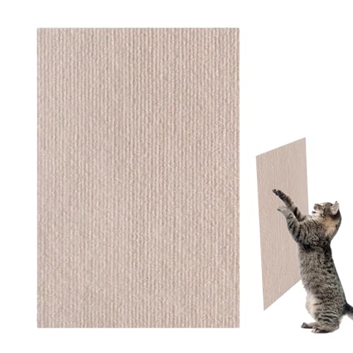 Kratzmatte Katze DIY Kletter-Katzenkratzer Kratzmatte Selbstklebend - Schneidbar Wiederverwendbarer Flacher Kratzbaum, Teppichpolster-Ersatz Für Pfosten, Möbel, Baumregale, Katzenwand (Khaki-60*100cm) von Generisch