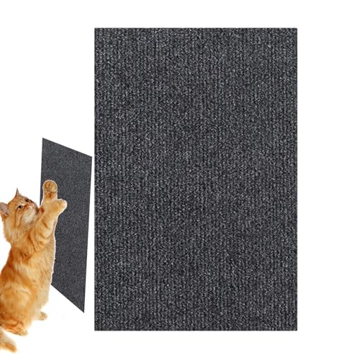 Kratzmatte Katze DIY Kletter-Katzenkratzer Kratzmatte Selbstklebend- Schneidbar Wiederverwendbarer Flacher Kratzbaum Teppichpolster-Ersatz Für Pfosten, Möbel Baumregale Katzenwand(Dunkelgrau-60*100cm) von Generisch