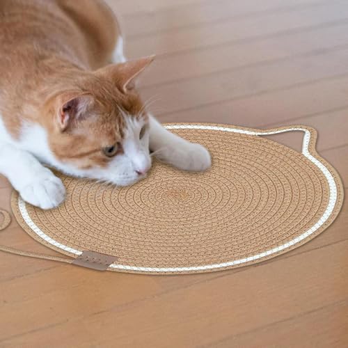 Kratzmatte Katze Sisal, Runder Horizontaler Kratzteppich Mit Spielzeug, Kratzteppich Katze Kratzmatte Kratzbrett, Kratzbrett Ecke Mit Baumwollkugel Spielzeug & Katzenohr-Design Kratzmatte Katze Sisal, Runder Horizontaler Kratzteppich Mit Spielzeug, Kratzteppich Katze Kratzmatte Kratzbrett, Kratzbrett Ecke Mit Baumwollkugel Spielzeug & Katzenohr-Design von Generisch