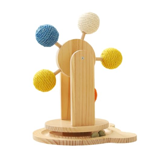 Kratzspielzeug mit Ball, drehbarer Kätzchen-Holz-Kratzbaum, Haustier-Übung, Katzenminze, Spielzeug mit 5 Sisalbällen für Katzen und Kätzchen Kratzspielzeug mit Ball, drehbarer Kätzchen-Holz-Kratzbaum, Haustier-Übung, Katzenminze, Spielzeug mit 5 Sisalbällen für Katzen und Kätzchen von Generisch