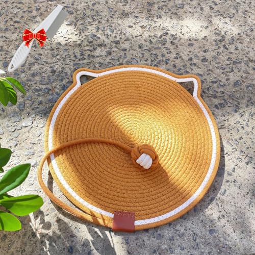 Kratzwunder, Doppel-Kratzmatte Katze, 43cm/50cm Sisal Teppich Katzen, Katzenkratzmatte mit Wattebausch, Spielzeug und Katzenohr-Design (C, M (43CM)) von Generisch