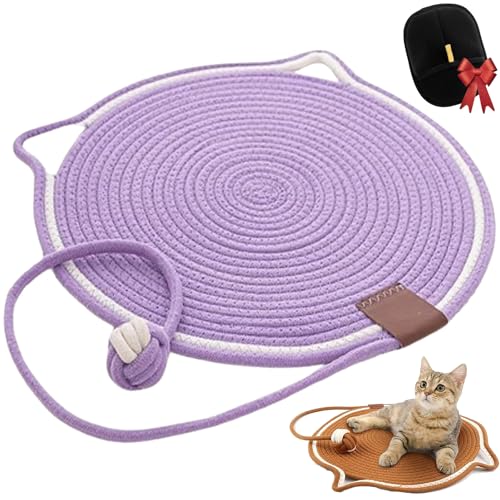Kratzwunder, Kratzmatte Katze Wand, Katzen Kratzmatte, Kratzteppich Katze, Cat Scratcher, 43cm/50cm Sisal Teppich Katzen, Fellmagnet, Fell Magnet Katzenhaare Handschuh (I, 43×43cm) von Generisch