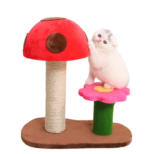 Kreativer Katzenturm Pilz-Design, kleiner Indoor-Kratzbaum mit Sisal-Kratzstämmen, gemütliches Haustiermöbel zum Spielen und Krallenschleifen, perfekt für Katzen von Generisch