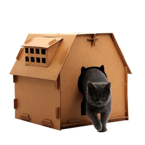 Kreatives Kartonschloss für Katzen - Wellpappe Kätzchen Spielhaus von Generisch