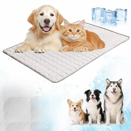 Kühlende Hundedecke，Kühldecke Hund Eisseide，Bettmatte Für Haustiere，Hunde Dog Cooling Mat rutschfeste Hundematte Waschbar Geeignet，Das Kissen für Hund und Katze (Graues licht, S) von Generisch