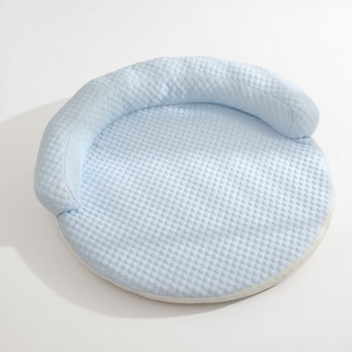 Kühlendes Katzenbett, Bezug aus Eisseide und Kern aus Memory-Schaum, atmungsaktives und wasserdichtes Sommer-Haustierbett, bequemes und waschbares Design für Wärmeentlastung (Blau, 110) von Generisch