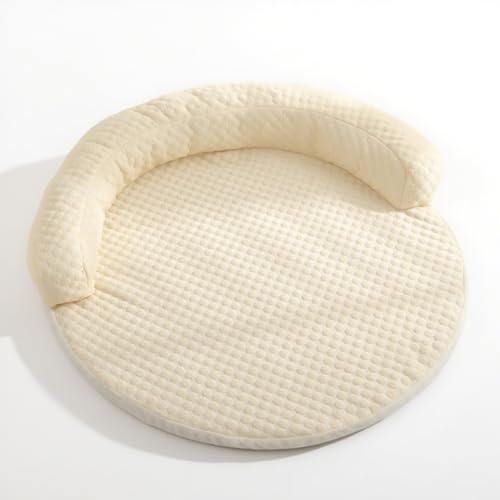 Kühlendes Katzenbett, Bezug aus Eisseide und Kern aus Memory-Schaum, atmungsaktives und wasserdichtes Sommer-Haustierbett, bequemes und waschbares Design für Wärmeentlastung (Gelb, 110) von Generisch