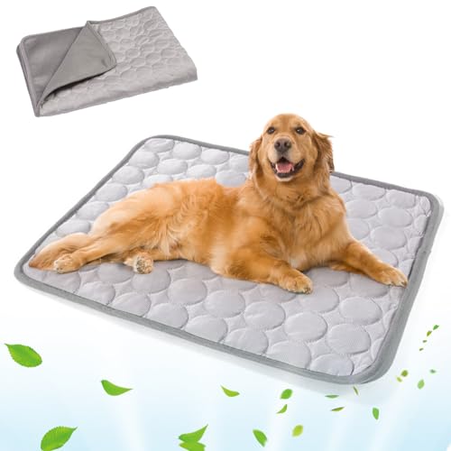 Kühlmatte Hunde, Haustier Kühlmatte,Hundekühlmatte für Hund & Katze Selbstkühlende Matte für Haustiere Summer Pet Ice Pad Abrieb- und Bissfest Natürliche Kühlung,Draußen und Auto(Grau 100*70cm) von Generisch