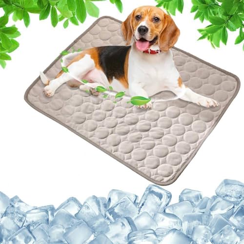 Kühlmatte für Hunde, Selbstkühlende Hundedecke, Atmungsaktive und Bissfeste Kühlmatte für Haustiere, ideal für Zuhause, Auto Oder Unterwegs, Schadstofffrei und Waschbar (Grau, M:62×50 cm | 24×20") von Generisch