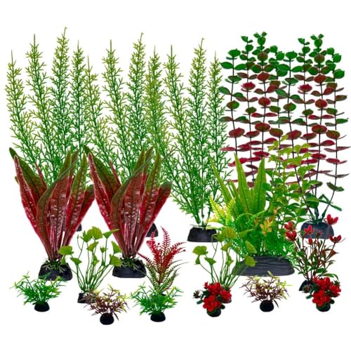 Künstliche Kunststoff-Pflanzen für Aquarien, große Aquarium-Dekoration, Betta-Zubehör, Aquarium-Ornamente, Schale, 18 Stück Künstliche Kunststoff-Pflanzen für Aquarien, große Aquarium-Dekoration, Betta-Zubehör, Aquarium-Ornamente, Schale, 18 Stück von Generisch