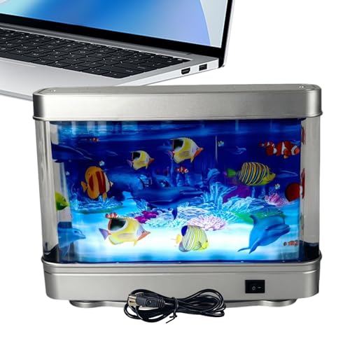Künstliches Aquarium mit beweglichen Fischen, niedlich, realistisch, leise, Dekorationslicht für Zimmer, Geburtstag, Baby, Kinder, Erwachsene Künstliches Aquarium mit beweglichen Fischen, niedlich, realistisch, leise, Dekorationslicht für Zimmer, Geburtstag, Baby, Kinder, Erwachsene von Generisch