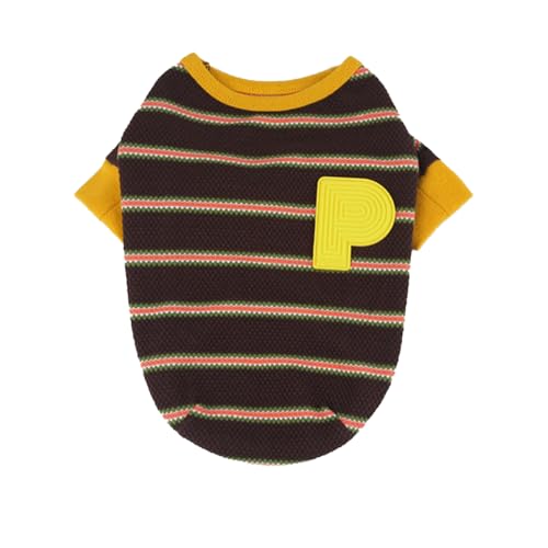 Labyrinth Stripe Hunde-Shirt, klassisch gestreifte Haustierkleidung für kleine, mittelgroße und große Hunde und Katzen, weiche Baumwolle, dehnbar, bequeme Passform, Welpen-T-Shirt (Marineblau und von Generisch