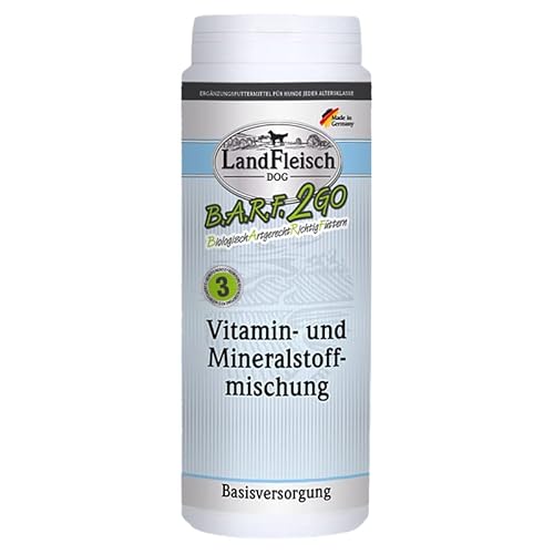 Landfleisch BARF2GO | 3 Komponenten Futter zum mischen | 100% Fleisch und Innereien | Barfen leicht gemacht Dank Single Protein (1x250g Vitamin- und Mineralmischung) von Generisch