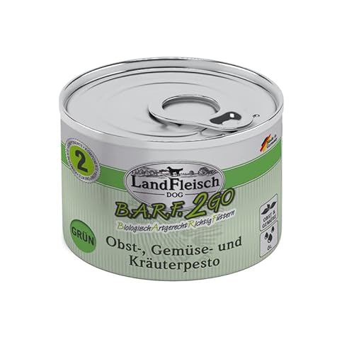 Landfleisch BARF2GO | 3 Komponenten Futter zum mischen | 100% Fleisch und Innereien | Barfen leicht gemacht Dank Single Protein (6x200g Pesto Grün) von Generisch