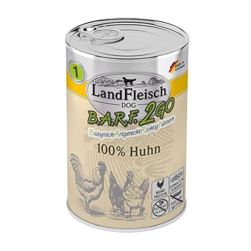 Landfleisch BARF2GO | 3 Komponenten Futter zum mischen | 100% Fleisch und Innereien | Barfen leicht gemacht Dank Single Protein (6x400g Huhn) von Generisch