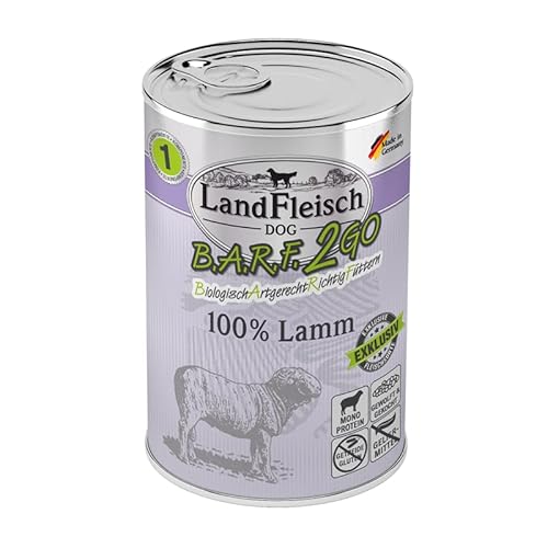 Landfleisch BARF2GO | 3 Komponenten Futter zum mischen | 100% Fleisch und Innereien | Barfen leicht gemacht Dank Single Protein (6x400g Lamm) von Generisch