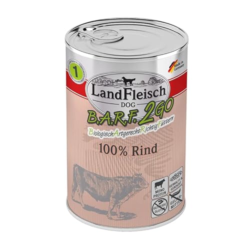 Landfleisch BARF2GO | 3 Komponenten Futter zum mischen | 100% Fleisch und Innereien | Barfen leicht gemacht Dank Single Protein (6x400g Rind) von Generisch