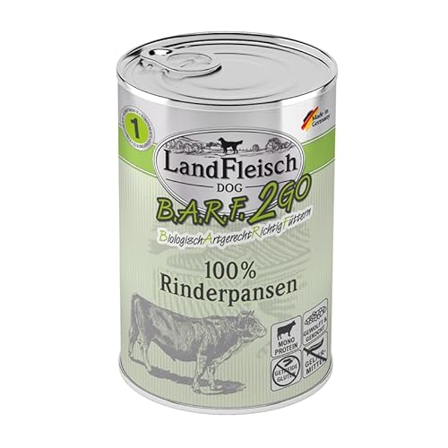 Landfleisch BARF2GO | 3 Komponenten Futter zum mischen | 100% Fleisch und Innereien | Barfen leicht gemacht Dank Single Protein (6x400g Rinderpansen) von Generisch