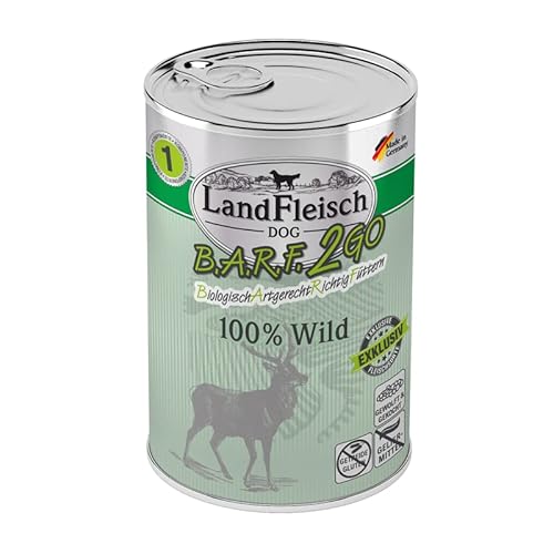 Landfleisch BARF2GO | 3 Komponenten Futter zum mischen | 100% Fleisch und Innereien | Barfen leicht gemacht Dank Single Protein (6x400g Wild) von Generisch