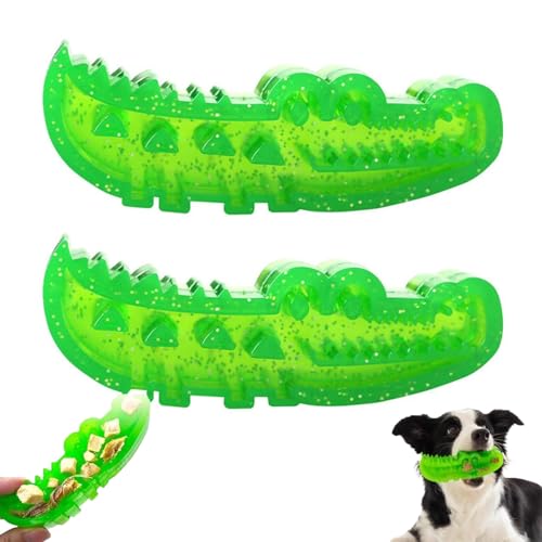 Langsames Futterkauen und Krokodilhundspielzeug, langlebiger Leckerbissen -Rätsel -Puzzlespielzeug für Aggressive Kauen, Alligator Langsamer Feeder für kleine mittelgroße große Hunde (Large*2pc) von Generisch