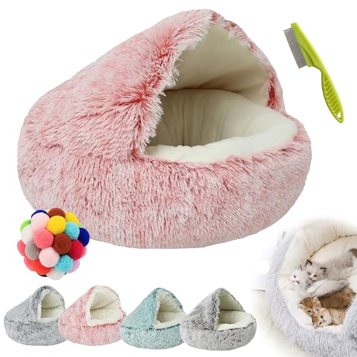 Lapcatz Nestbett, Plüsch-Donut-Hundebett, beruhigendes Hundebett, Katzenbett, warmes, weiches Katzen-Iglu-Bett, Katzenhöhlenbett, rutschfest, für den Innenbereich, weich, warm, selbstwärmend, Lapcatz Nestbett, Plüsch-Donut-Hundebett, beruhigendes Hundebett, Katzenbett, warmes, weiches Katzen-Iglu-Bett, Katzenhöhlenbett, rutschfest, für den Innenbereich, weich, warm, selbstwärmend, von Generisch