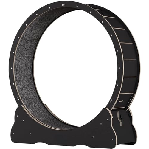 Large Cat Running Wheel - Indoor Treadmill & Scratching Post for Cat Entertainment, Natural Wood von Generisch
