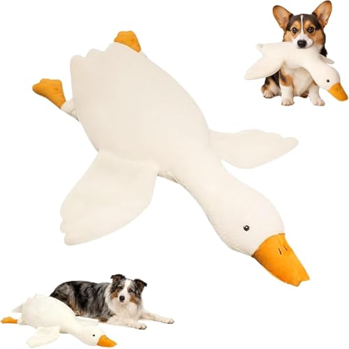 Large Plush White Duck Dog Toys, Realistic Goose Design Dolls, Suitable for Dogs Chew and Play Best, Best Pet Supplies (51in/130cm) von Generisch
