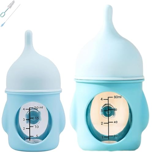 Leak-Proof Squeezable Kitten Bottle, 2025 New Kitten Bottles for Nursing Pet Feeding, Anti-Choking Air Valve for Flow Control for Nursing Puppy Milk (20/80ml 2pcs) (Blue,20+80ml) von Generisch
