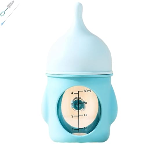 Leak-Proof Squeezable Kitten Bottle, 2025 New Kitten Bottles for Nursing Pet Feeding, Anti-Choking Air Valve for Flow Control for Nursing Puppy Milk (20/80ml 2pcs) (Blue,80ml) von Generisch