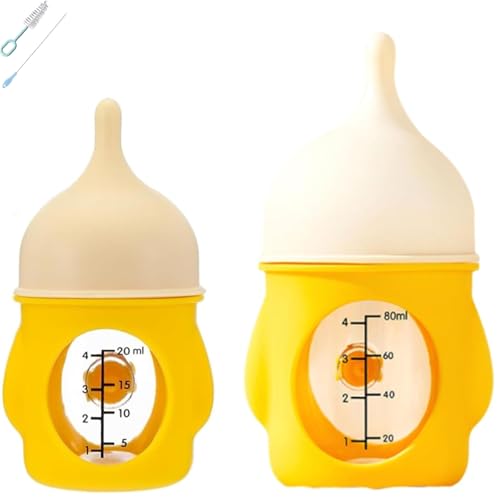Leak-Proof Squeezable Kitten Bottle, 2025 New Kitten Bottles for Nursing Pet Feeding, Anti-Choking Air Valve for Flow Control for Nursing Puppy Milk (20/80ml 2pcs) (Yellow,20+80ml) von Generisch