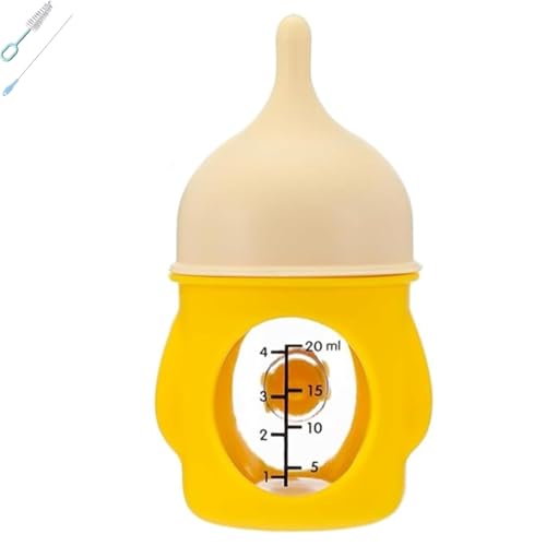 Leak-Proof Squeezable Kitten Bottle, 2025 New Kitten Bottles for Nursing Pet Feeding, Anti-Choking Air Valve for Flow Control for Nursing Puppy Milk (20/80ml 2pcs) (Yellow,20ml) von Generisch