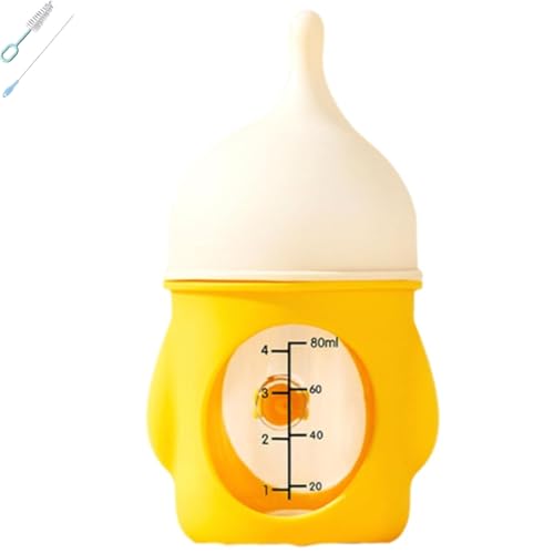 Leak-Proof Squeezable Kitten Bottle, 2025 New Kitten Bottles for Nursing Pet Feeding, Anti-Choking Air Valve for Flow Control for Nursing Puppy Milk (20/80ml 2pcs) (Yellow,80ml) von Generisch