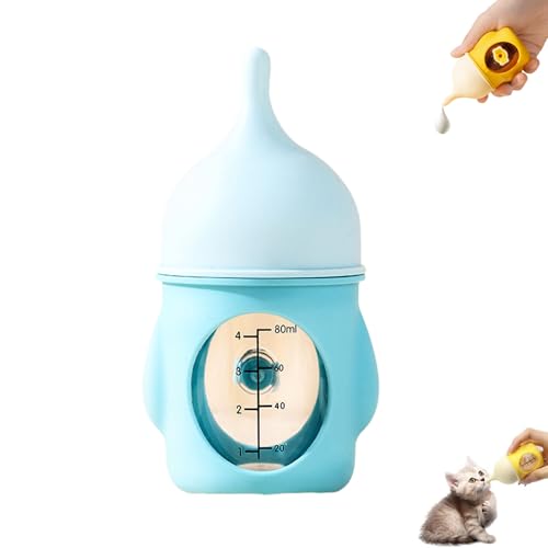 Leak-Proof Squeezable Kitten Bottle, Pet Feeding Bottles, Puppy Bottles for Nursing Puppy Milk, Anti-Choking Design, for Kittens, Puppies, Small Animals (Blue,80ml) von Generisch