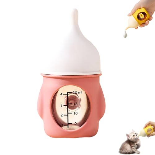 Leak-Proof Squeezable Kitten Bottle, Pet Feeding Bottles, Puppy Bottles for Nursing Puppy Milk, Anti-Choking Design, for Kittens, Puppies, Small Animals (Pink,20ml) von Generisch
