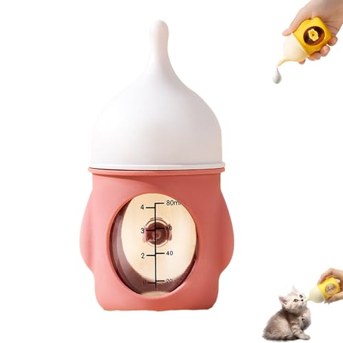 Leak-Proof Squeezable Kitten Bottle, Pet Feeding Bottles, Puppy Bottles for Nursing Puppy Milk, Anti-Choking Design, for Kittens, Puppies, Small Animals (Pink,80ml) von Generisch