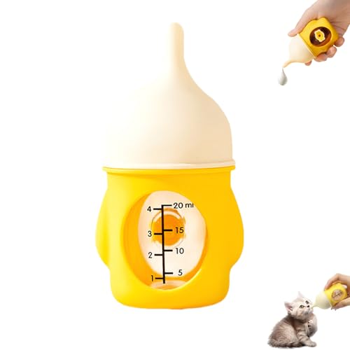Leak-Proof Squeezable Kitten Bottle, Pet Feeding Bottles, Puppy Bottles for Nursing Puppy Milk, Anti-Choking Design, for Kittens, Puppies, Small Animals (Yellow,20ml) von Generisch