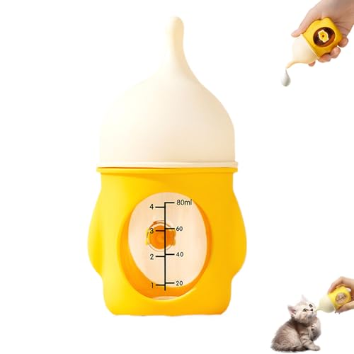 Leak-Proof Squeezable Kitten Bottle, Pet Feeding Bottles, Puppy Bottles for Nursing Puppy Milk, Anti-Choking Design, for Kittens, Puppies, Small Animals (Yellow,80ml) von Generisch